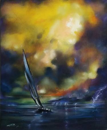 Original Fine Art Boat Paintings by Mirza Latifovic