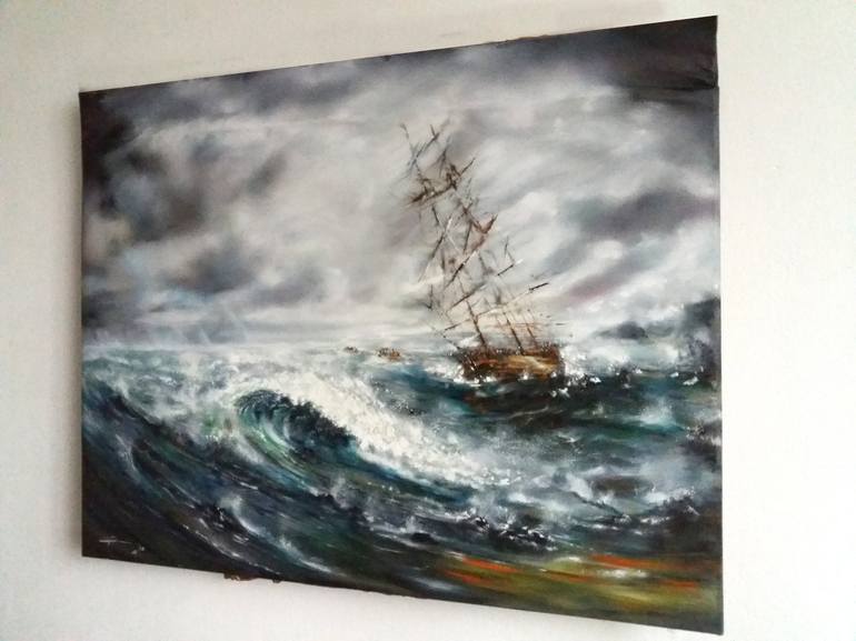 Original Fine Art Ship Painting by Mirza Latifovic