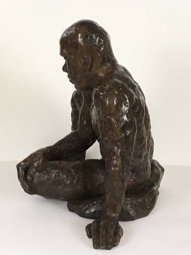 Bronze Patinated Seated Male Nude figure thumb