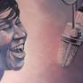 A portrait of Aretha Franklin singing her heart out.  I love the emotion that comes through in her performances, which is what I've attempted to capture here.  A lovely piece with subtle flecks of color throughout.  

Painting comes in a black frame, ready to hang.

Painting also comes with a signed certificate of authenticity.