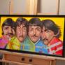 This is an original painting of The Beatles circa 1967. I've merged their bodies together as they were still working together as a unit at this point. I made it somewhat ambiguous as to whether John or Paul is in front, indicating a sort of competition between them. A colorful and unique painting for a colorful and unique period in their career.
Painting comes in a black frame, wired and ready to hang.
Comes with a certificate of authenticity signed by the artist.