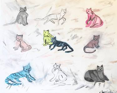 Print of Pop Art Cats Paintings by Cortney Harrington