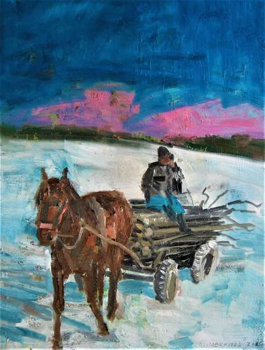 Original Expressionism Rural life Paintings by Vasyl Dzhabraylov