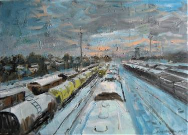 Original Fine Art Train Paintings by Vasyl Dzhabraylov