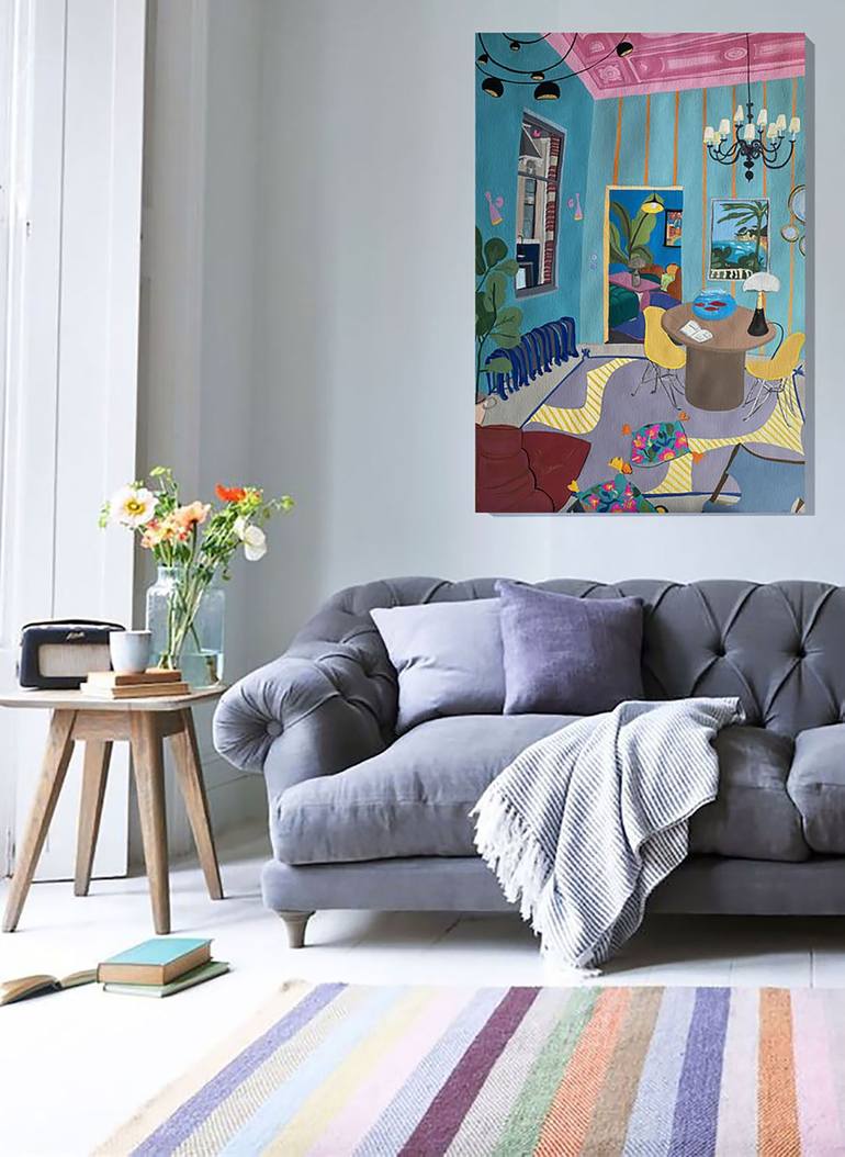 Original Abstract Expressionism Architecture Painting by Helene Cortese