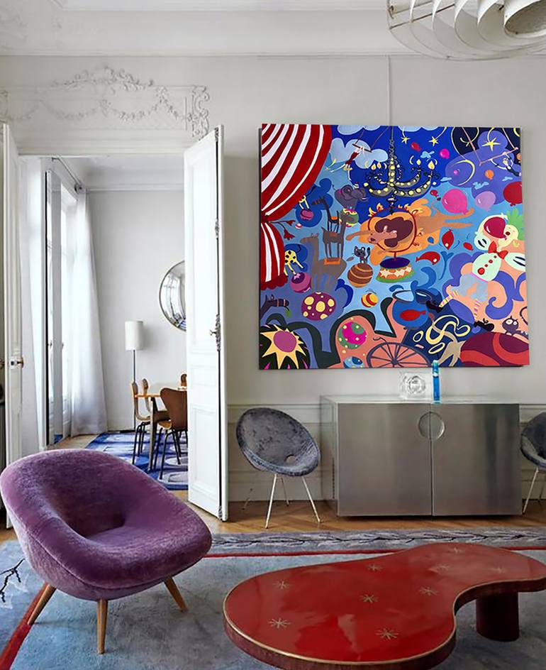 Original Abstract Expressionism Fantasy Painting by Helene Cortese