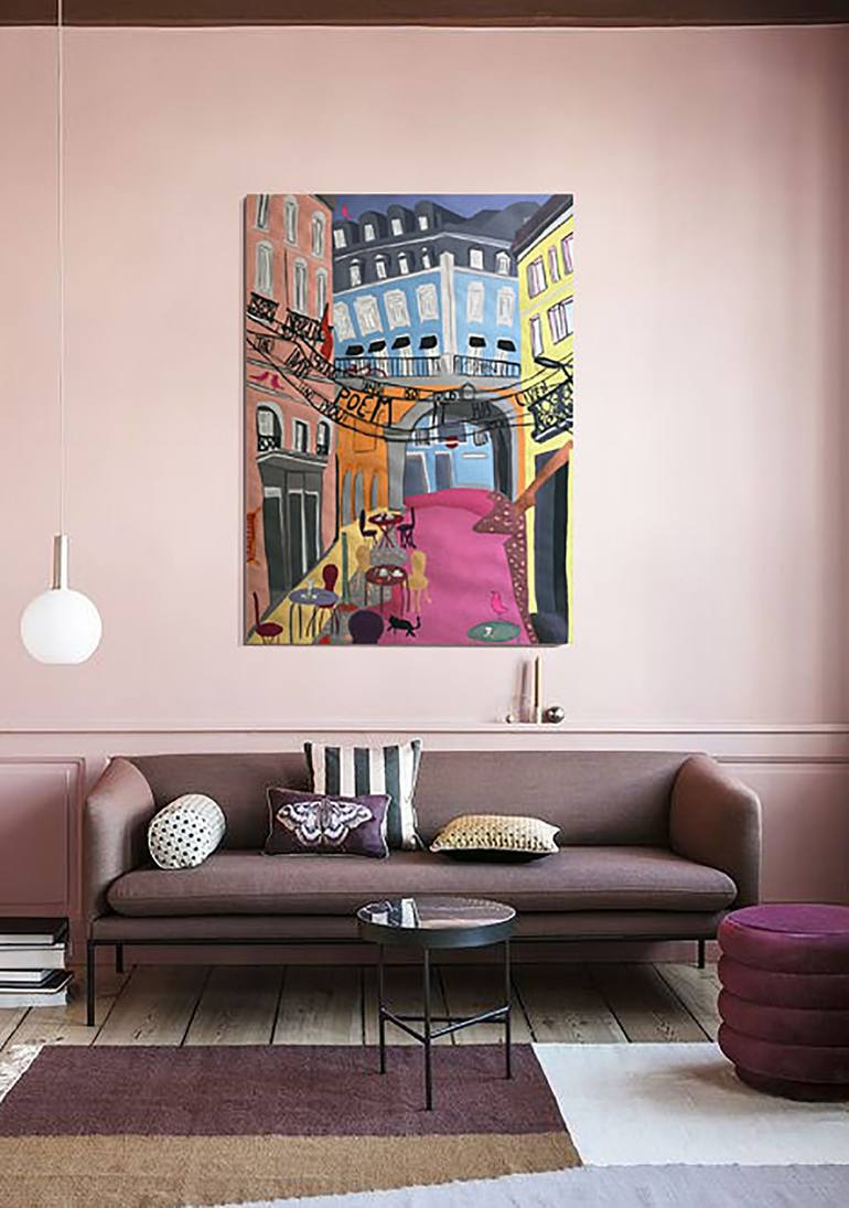 Original Abstract Expressionism Cities Painting by Helene Cortese