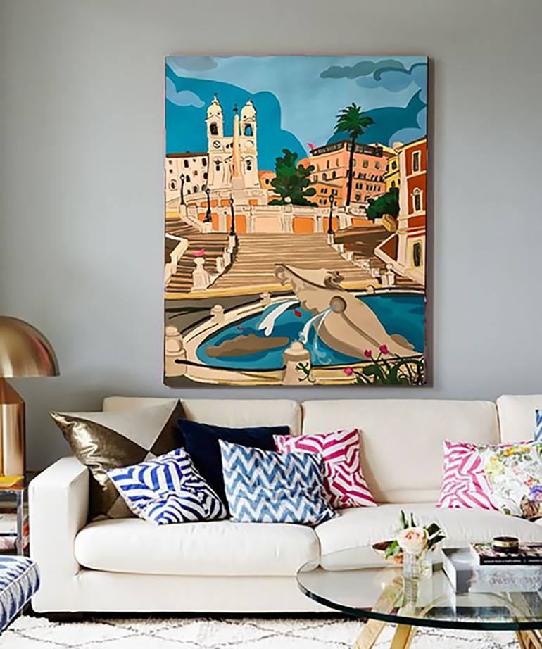 Original Abstract Expressionism Cities Painting by Helene Cortese