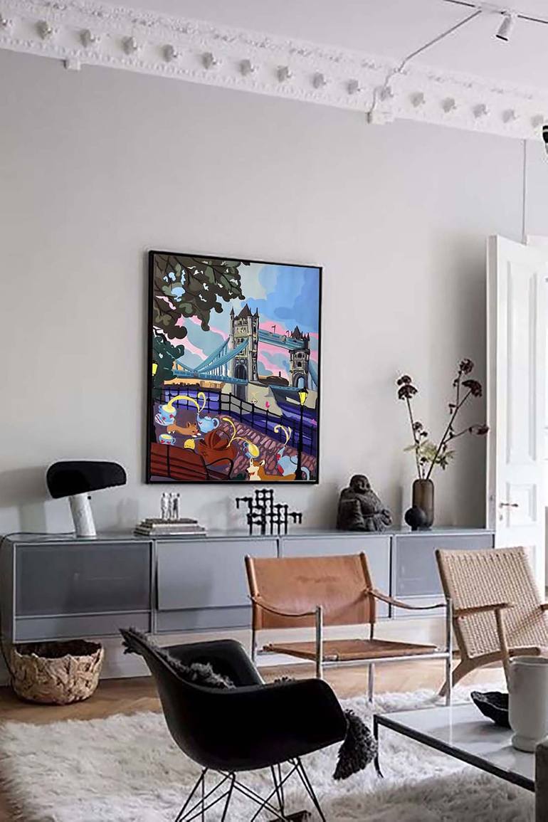 Original Abstract Expressionism Cities Painting by Helene Cortese