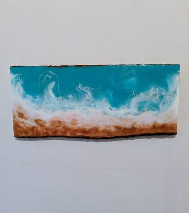 Encaustic Ocean Beach Waves in Epoxy Resin thumb