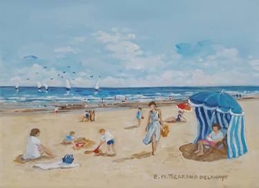 Original Impressionism Seascape Paintings by Edwige Mitterrand Delahaye