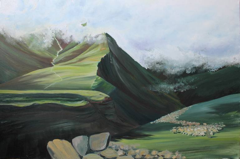 Green mountains Painting by Volha Kaliada Saatchi Art