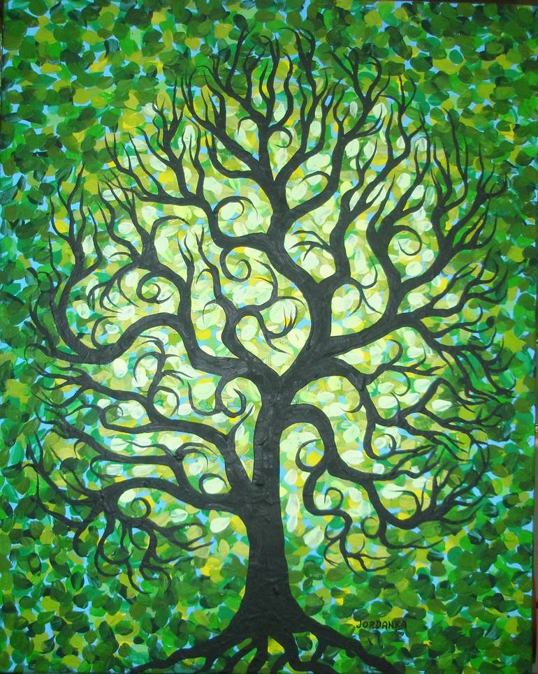 Green Tree Of Life Painting By Jordanka Yaretz Saatchi Art
