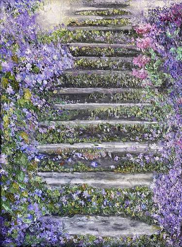 Original Impressionism Garden Paintings by Aliaksandra Gaertner