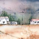 Landscape with houses. by Larisa Maslova