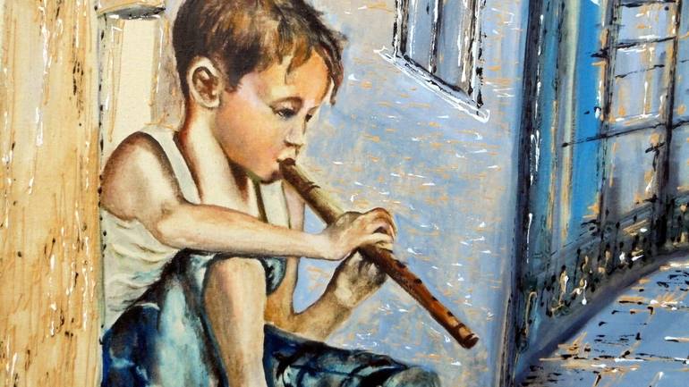 Original Impressionism Children Painting by SERHIY BEREZIN