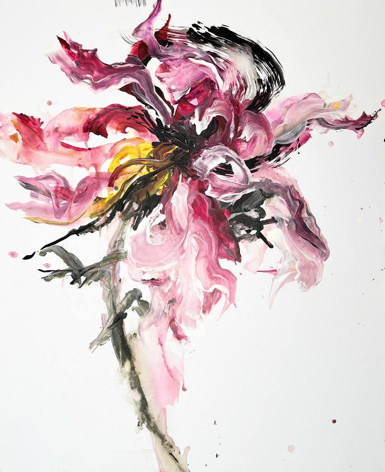 Original Abstract Floral Painting by Rosi Roys