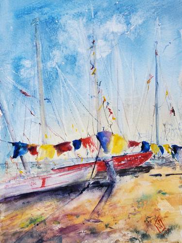 Print of Yacht Paintings by Olha Varnali