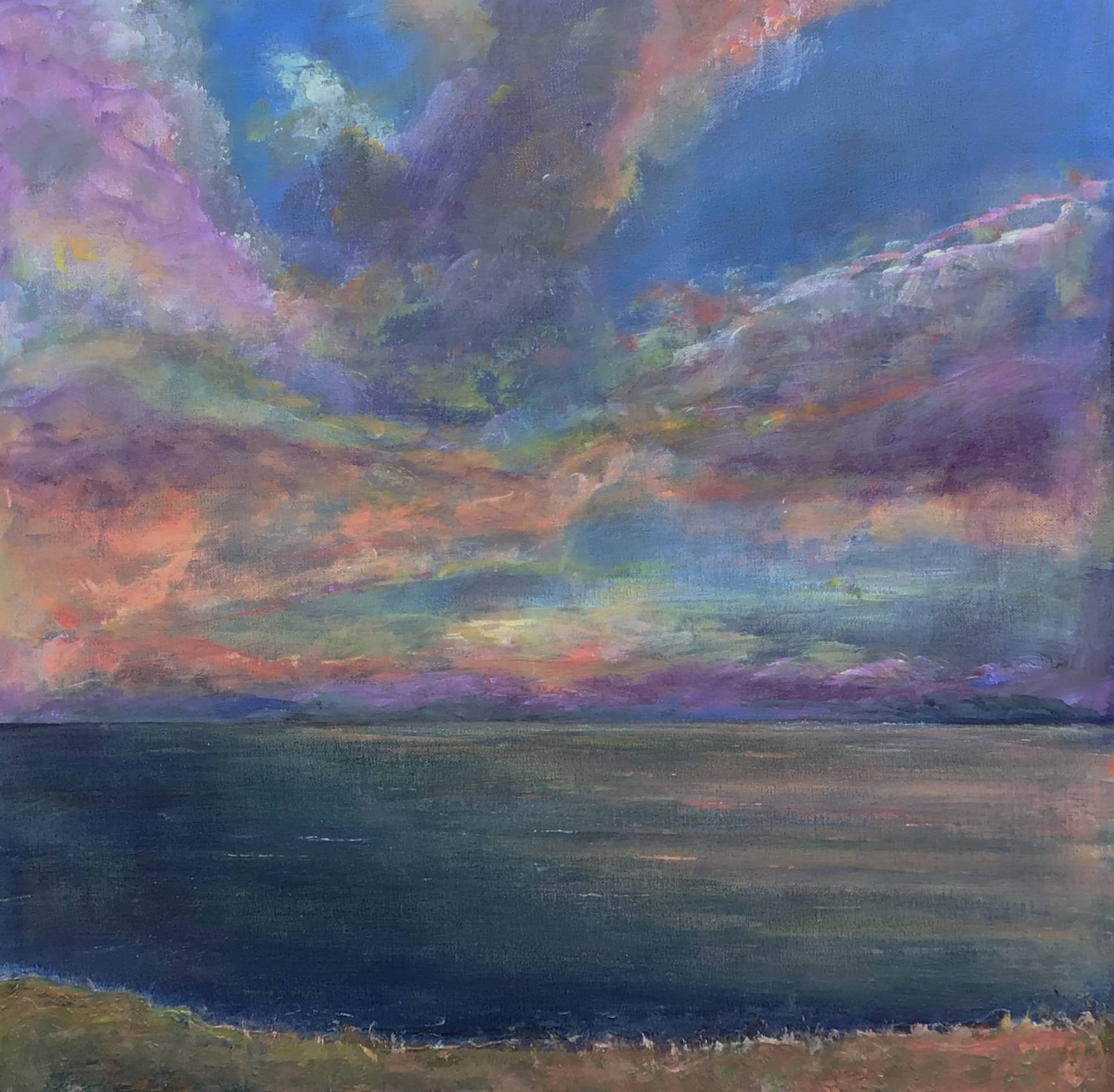 Evening Sky over Sea Painting by Carolyn Miller | Saatchi Art India