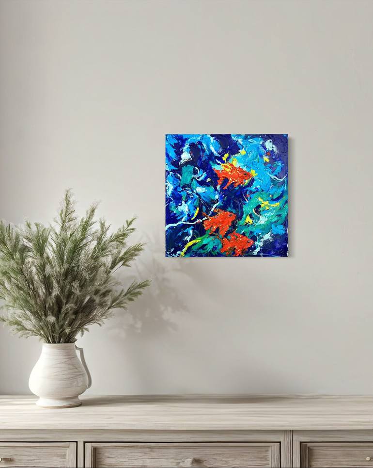 Original Abstract Expressionism Seascape Painting by Betul Yuksel