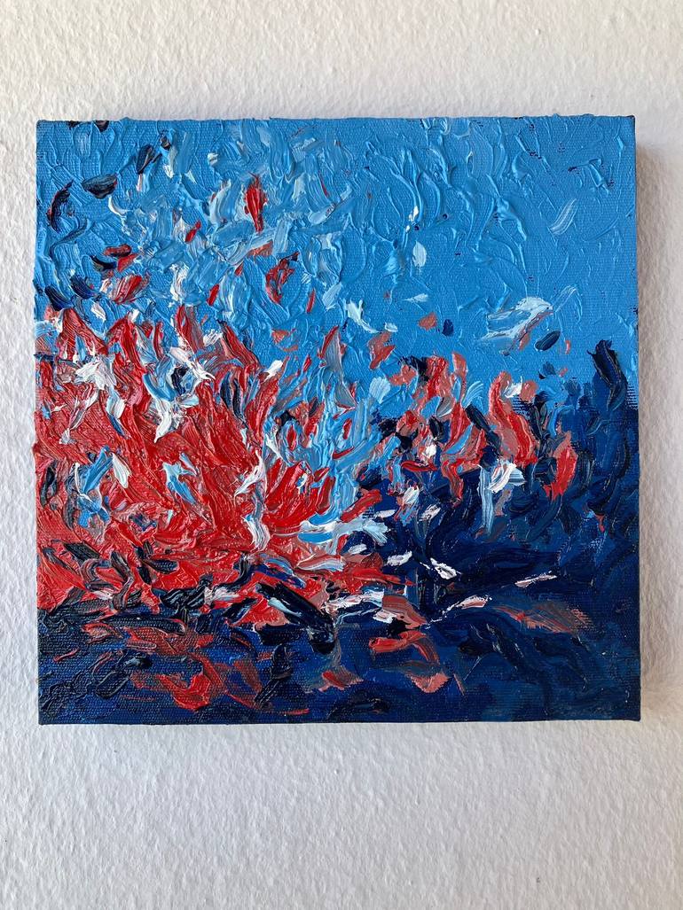 Blue Abstract – Textured Oil Impasto Painting Painting by Betul
