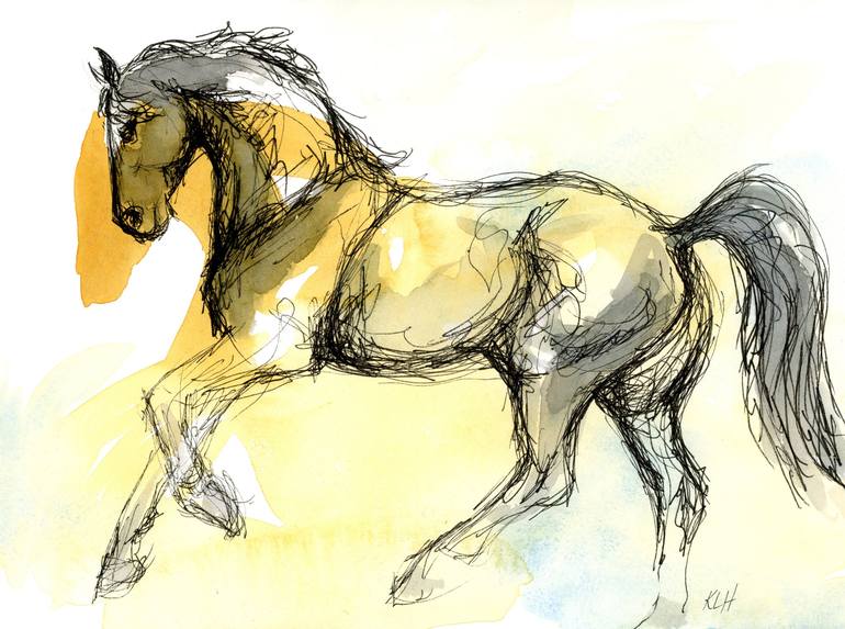 horse cantering drawing