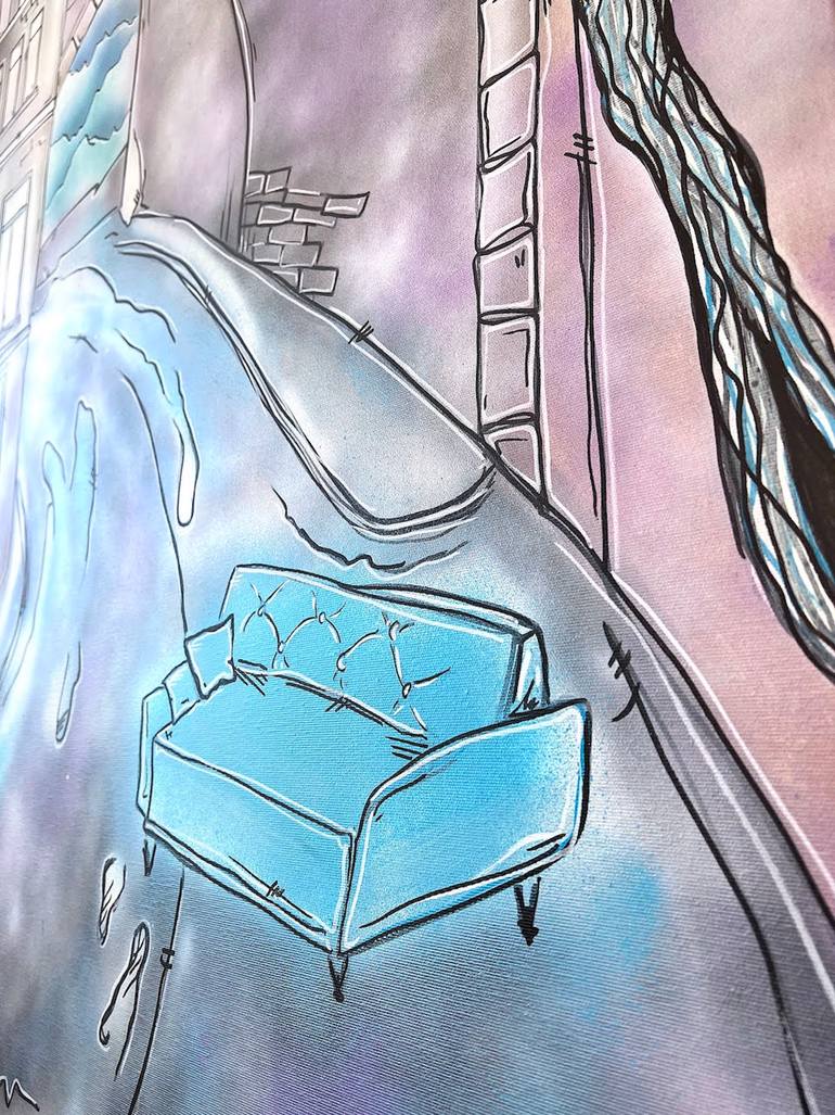 Original Surrealism Cities Painting by Nikol Labe
