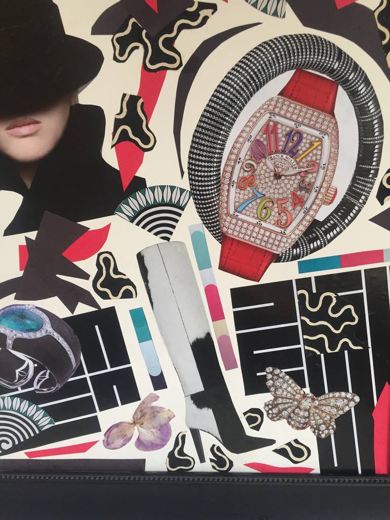 Original Abstract Expressionism Fashion Collage by Brigitte Nioche