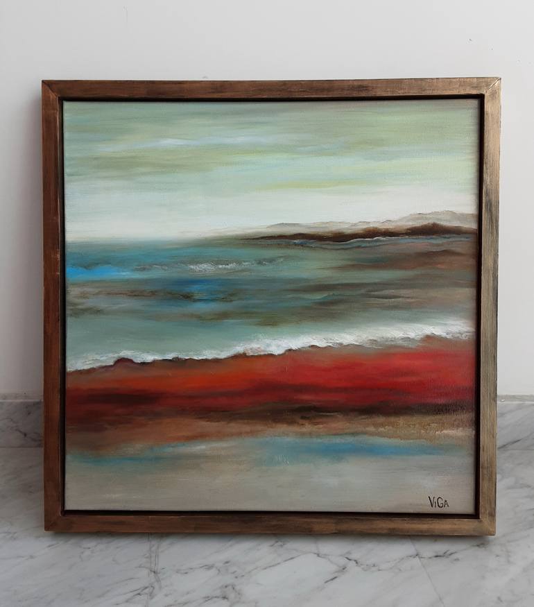 Original Abstract Expressionism Beach Painting by Nat ViGa