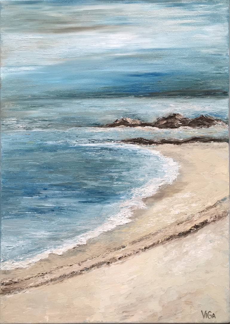 Original Impressionism Beach Painting by Nat ViGa