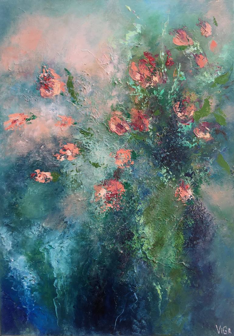 Print of Abstract Floral Paintings by Nat Viga