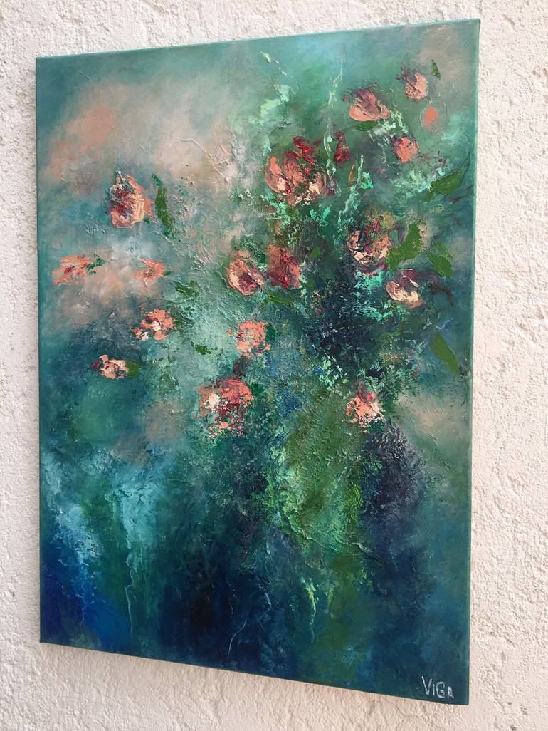 Original Abstract Floral Painting by Nat Viga
