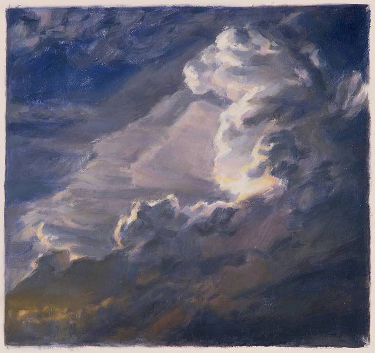 Original Sunset Painting by Linda Pearlman Karlsberg | Contemporary Art on Paper | Light Amidst the Shadows