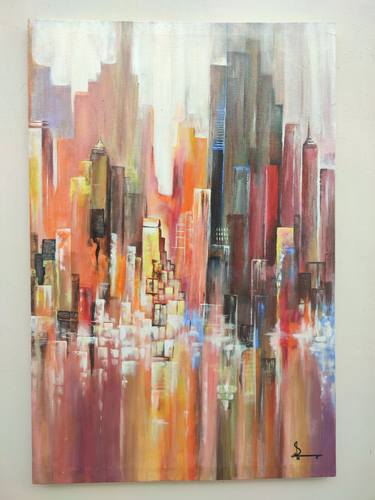 Print of Abstract Cities Paintings by Muhammad Nouman