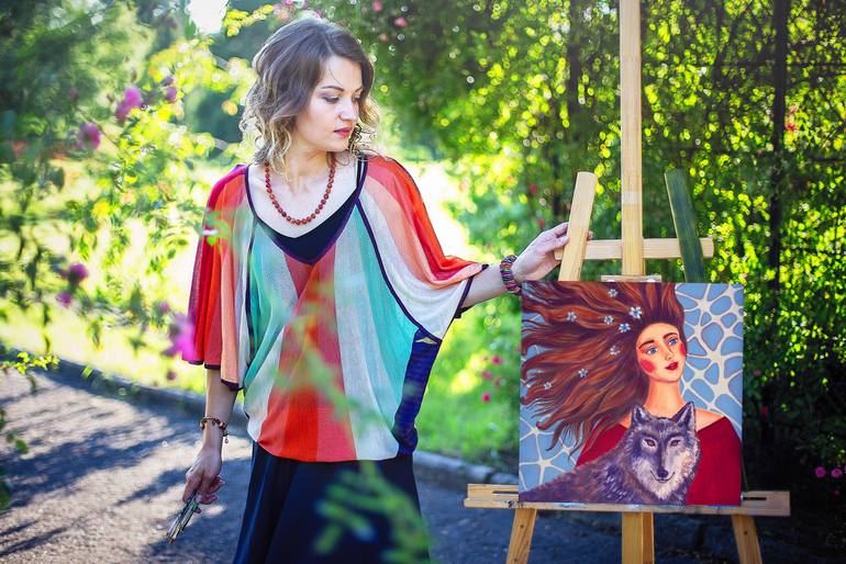 Original Symbolism Women Painting by Liliia Dutka