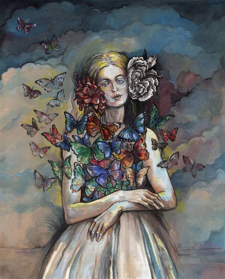 Butterfly Woman. Painting by Fanitsa Petrou | Saatchi Art