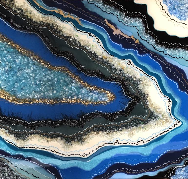 Blue Agate Painting by Shanti Gi | Saatchi Art