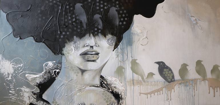 femme corbeau Painting by Diane Fontaine | Saatchi Art
