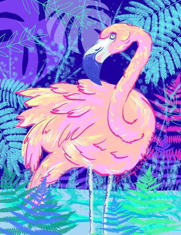 Neon pink flamingo thumb