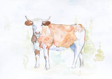 Print of Fine Art Cows Paintings by Alberto Suarez