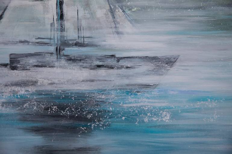 Original Abstract Boat Painting by Diana Černáková