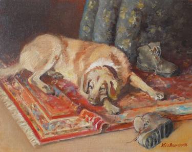 Original Art Deco Dogs Paintings by Tatyana Mishurova