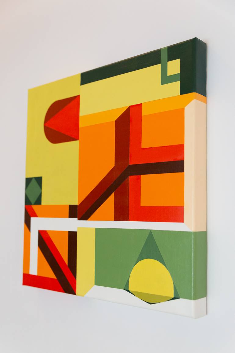 Original Abstract Geometric Painting by Adrian Banu