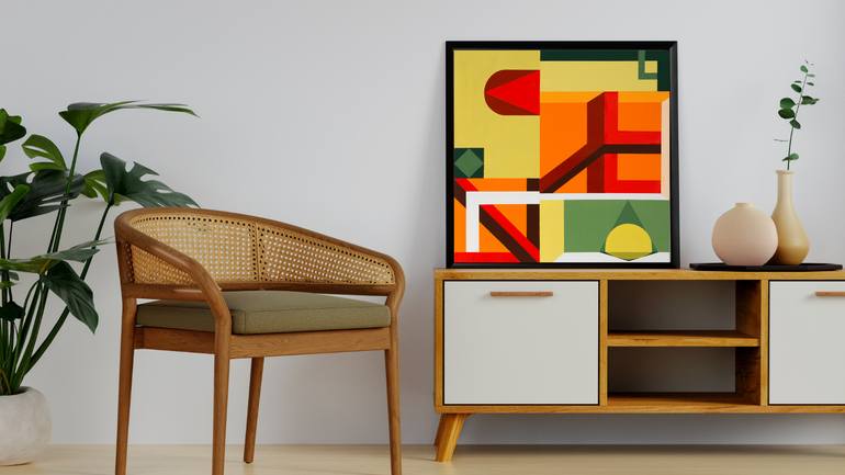 Original Abstract Geometric Painting by Adrian Banu