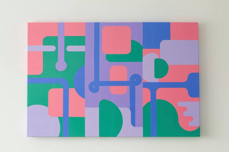 Original Abstract Geometric Painting by Adrian Banu