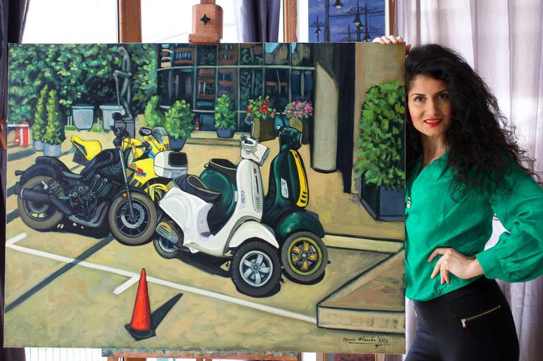 Original Motorcycle Painting by Irina Ivanova