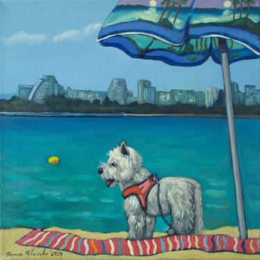 Original Figurative Dogs Paintings by Irina Ivanova