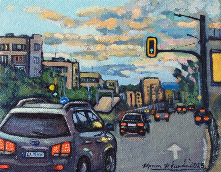 Original Cities Painting by Irina Ivanova | Illustration Art on Canvas | The way home