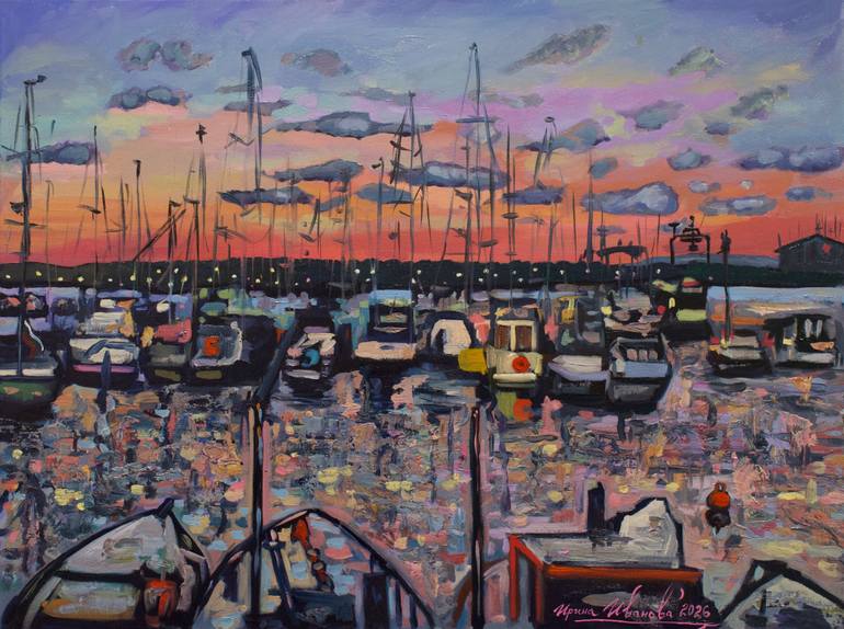 Original Seascape Painting by Irina Ivanova | Abstract Art on Canvas | The sunset