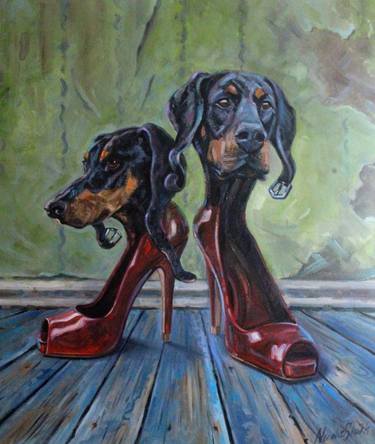 Print of Dogs Paintings by Nadir Babayev